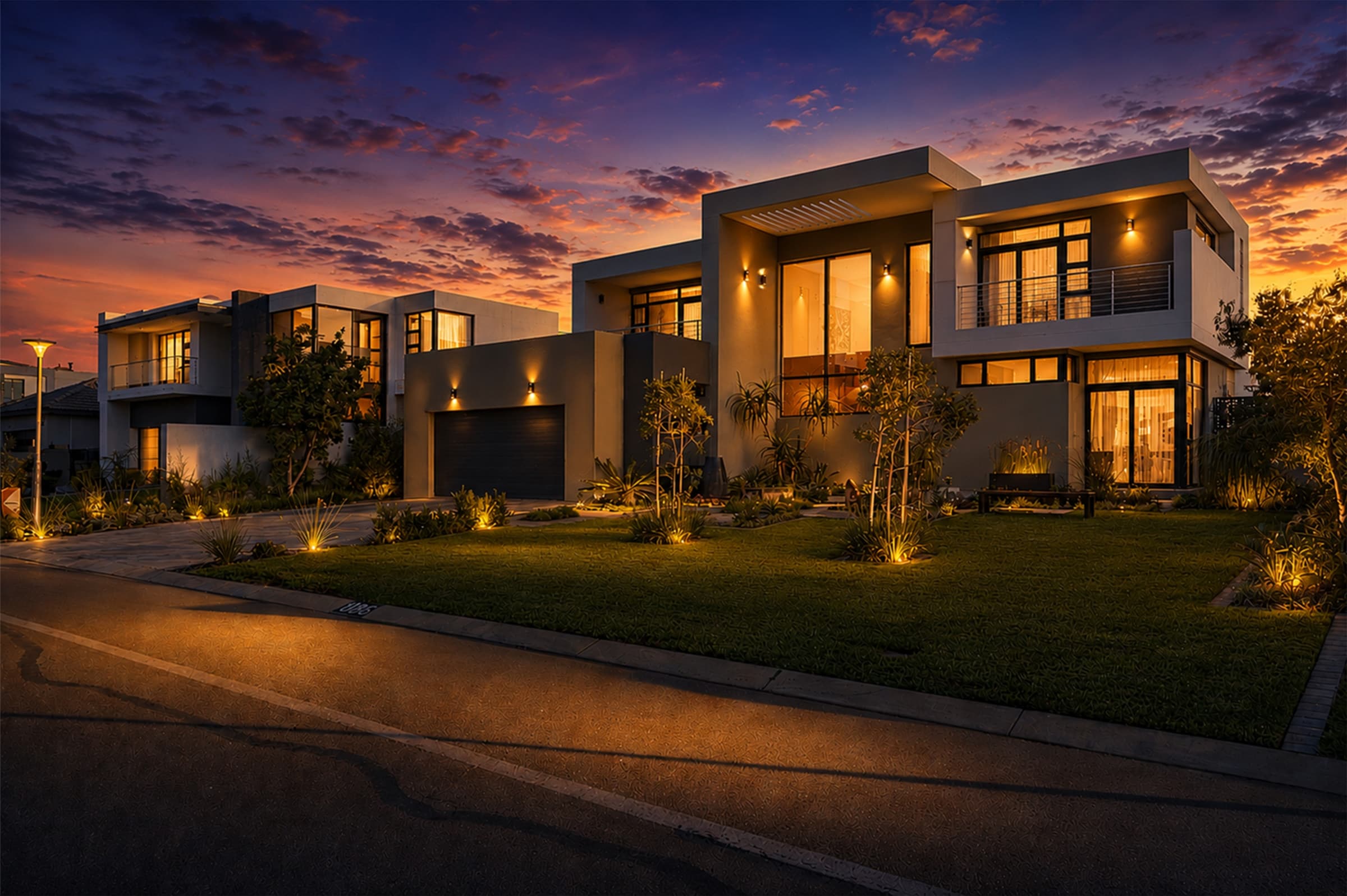 Residence III at dusk — a recent Skydouny commission
